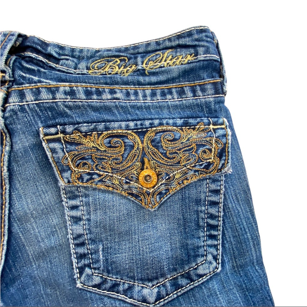 Big Star Casey boot cut jeans 28 regular Gold Thread Flap pockets 30x29 USA - Picture 9 of 13